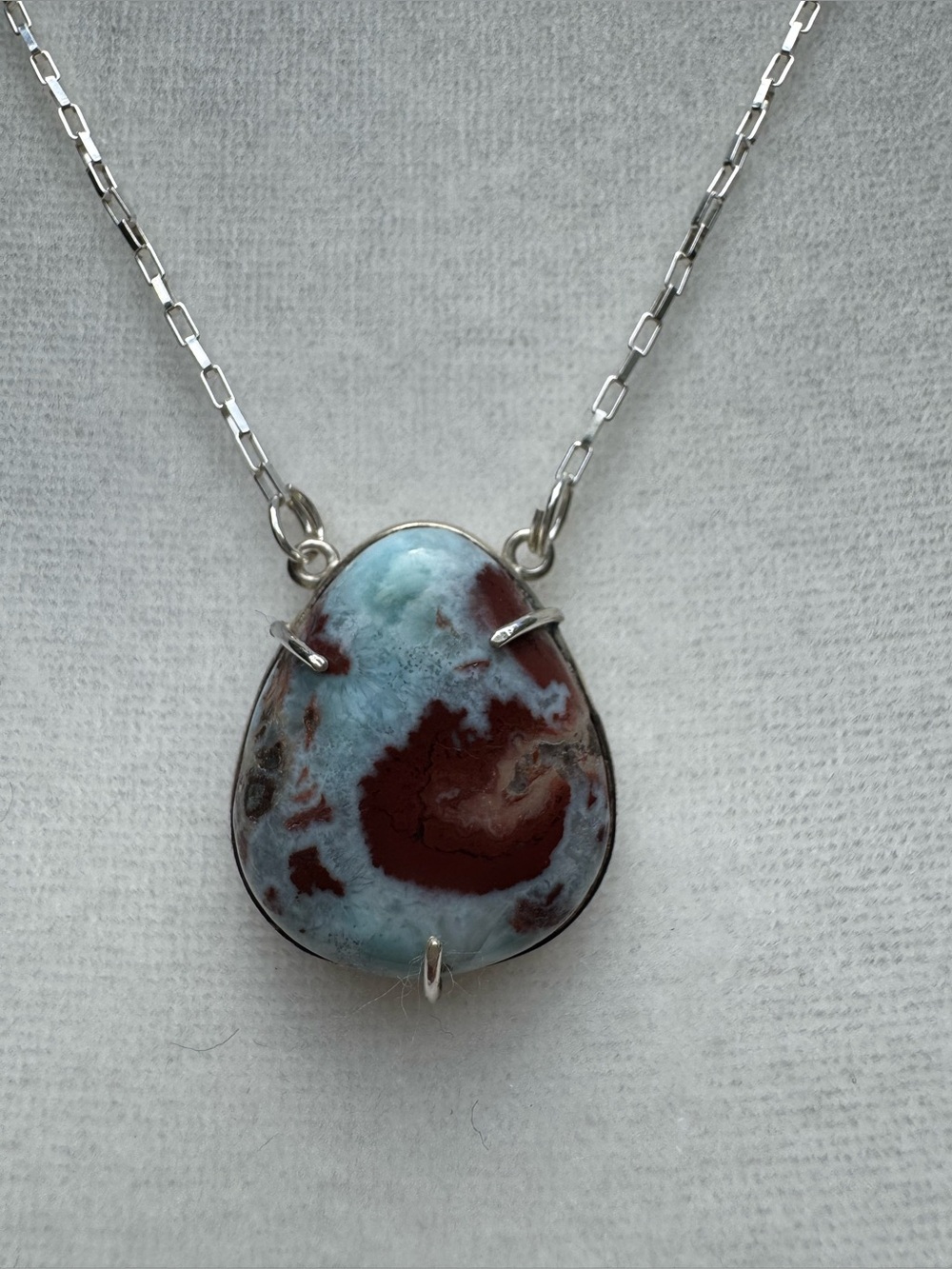 Dominican Republic Larimar 925 Italy Pendant Necklace Handmade
